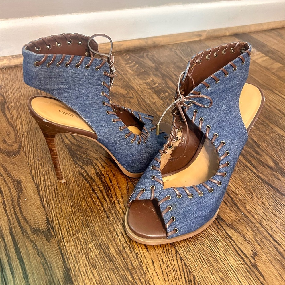 Nine West Jean- Blue and Brown “Hotstuff” High-Heels